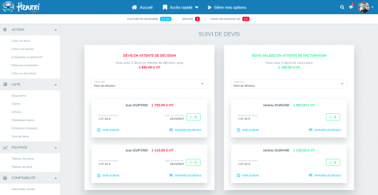 Henrri - Suivi de devis - Gérez vos devis et relancez vos clients